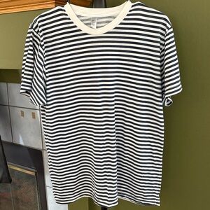 American Apparel 50/50 Navy blue and white tee shirt.